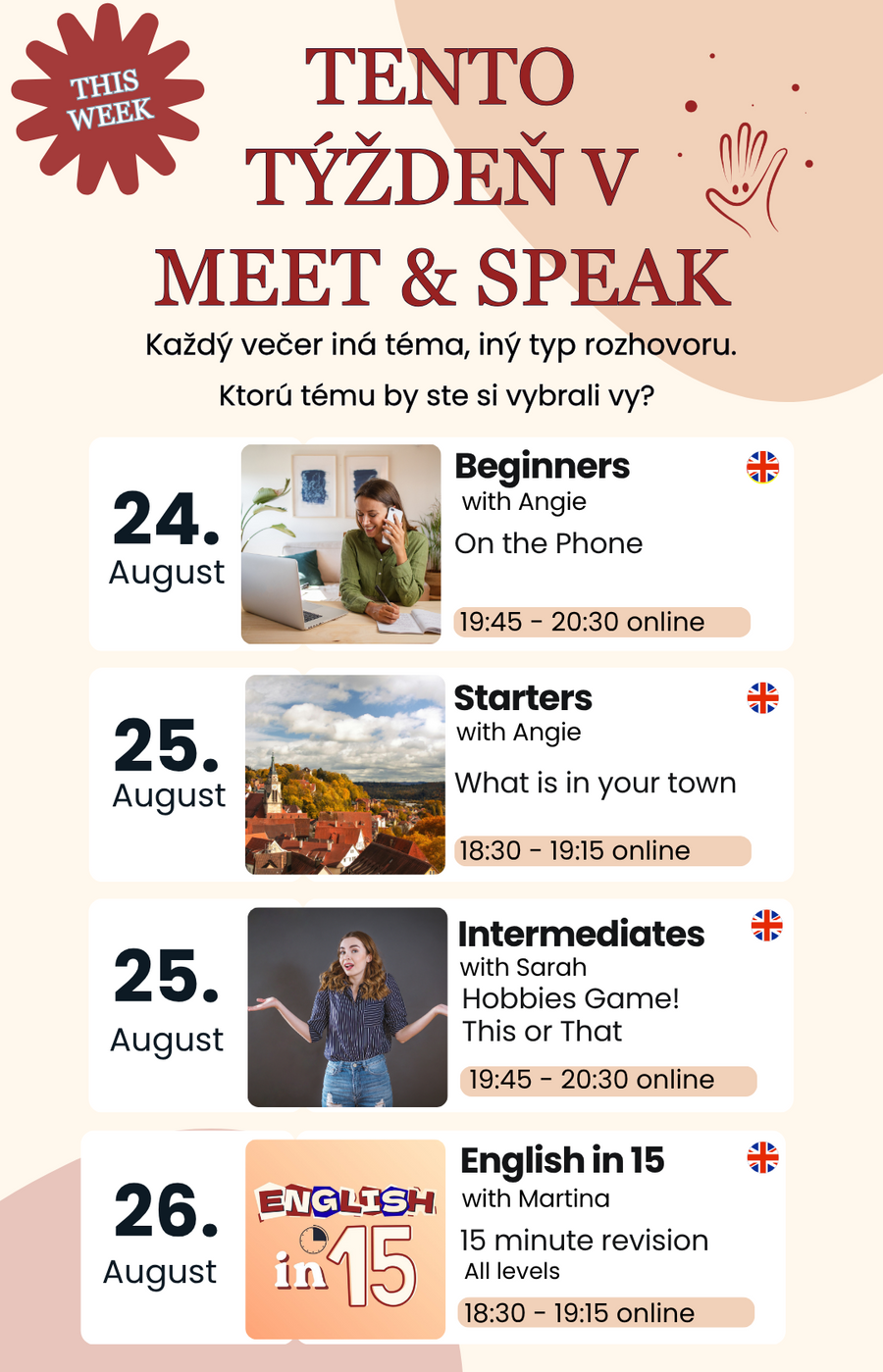 Aktuálny program Meet&Speak – prvá časť