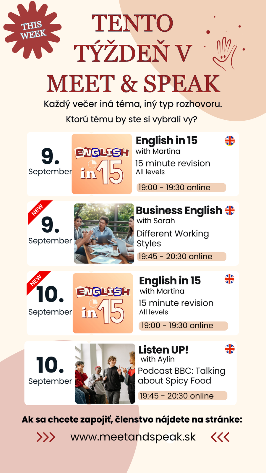 Aktuálny program Meet&Speak